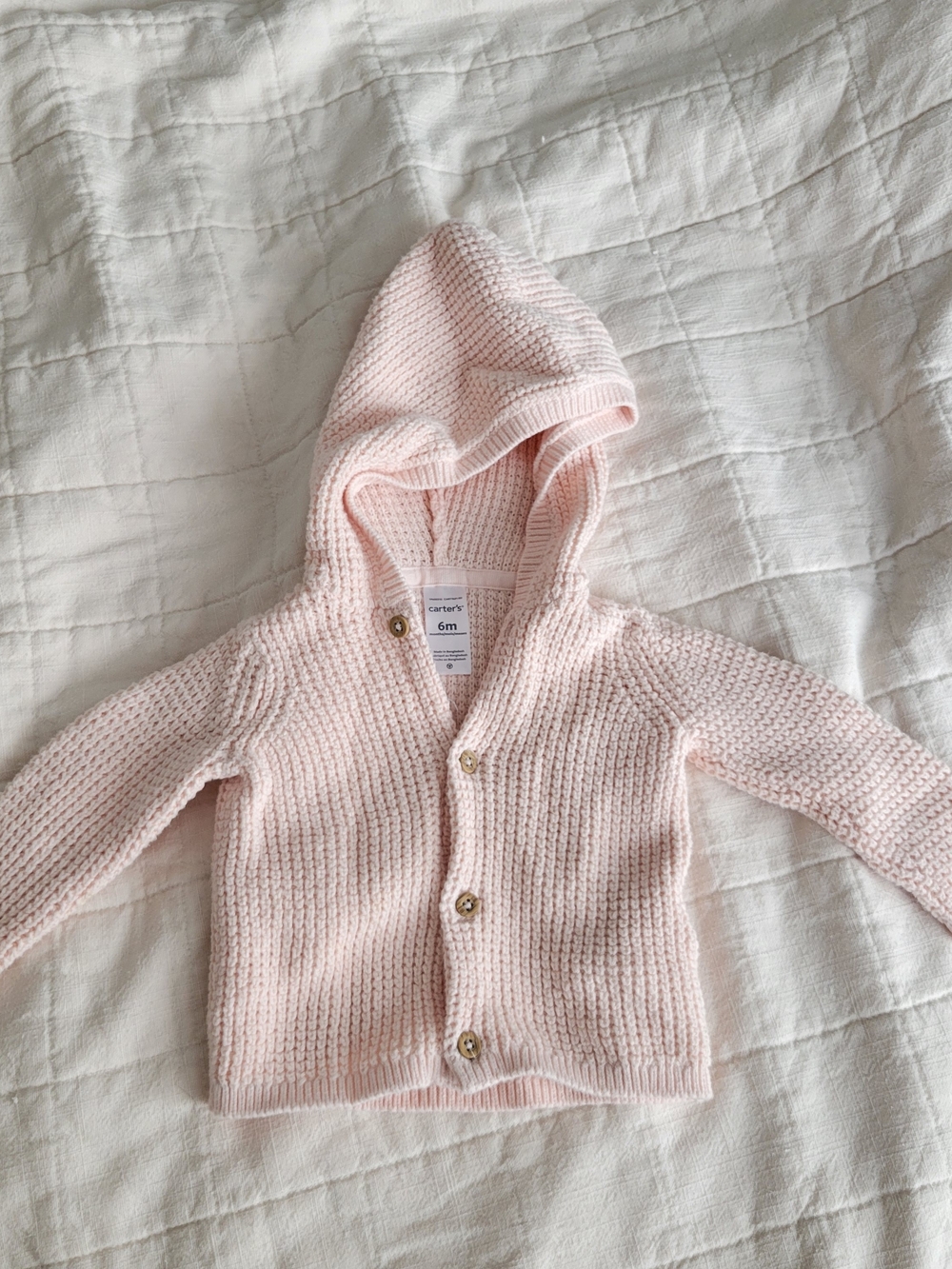Carter's Pale Pink Hooded Knit Cardigan
